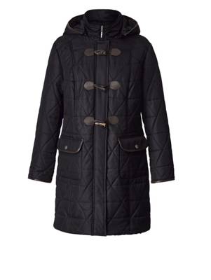 Dufflecoat mit Kapuze Steppungen langarm Reißverschluss uni Gerade Kunstfaser Parkas