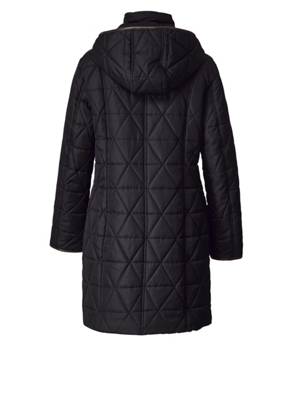 Dufflecoat mit Kapuze Steppungen langarm Reißverschluss uni Gerade Kunstfaser Parkas 2