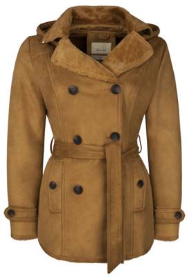 Roosevelt Kurzmantel mit abnehmbarer Kapuze + Gürtel