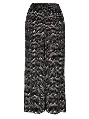 Culotte Bänder grafisch Comfort Fit Kunstfaser Stoffhosen