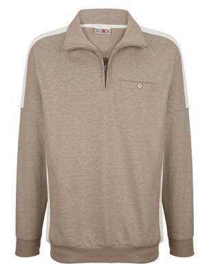 Sweatshirt Kontrastverarbeitung langarm bunt,meliert Straight Fit Baumwolle Sweatshirts