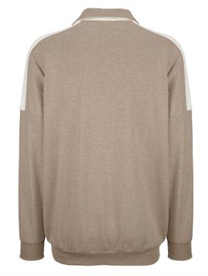 Sweatshirt Kontrastverarbeitung langarm bunt,meliert Straight Fit Baumwolle Sweatshirts 2