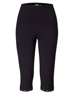 Sara Lindholm Capri-Leggings Spitze uni Slim Fit Baumwolle Caprihosen