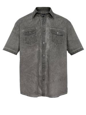 Spezialschnitt Hemd oil wash Rückenfalten,Passe,Waschung kurzarm Knopfleiste uni Spezialschnitt blickdicht Baumwolle Langarmhemden