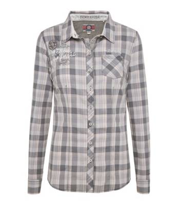 SOCCX Stretch-Bluse Karomuster Langarmblusen