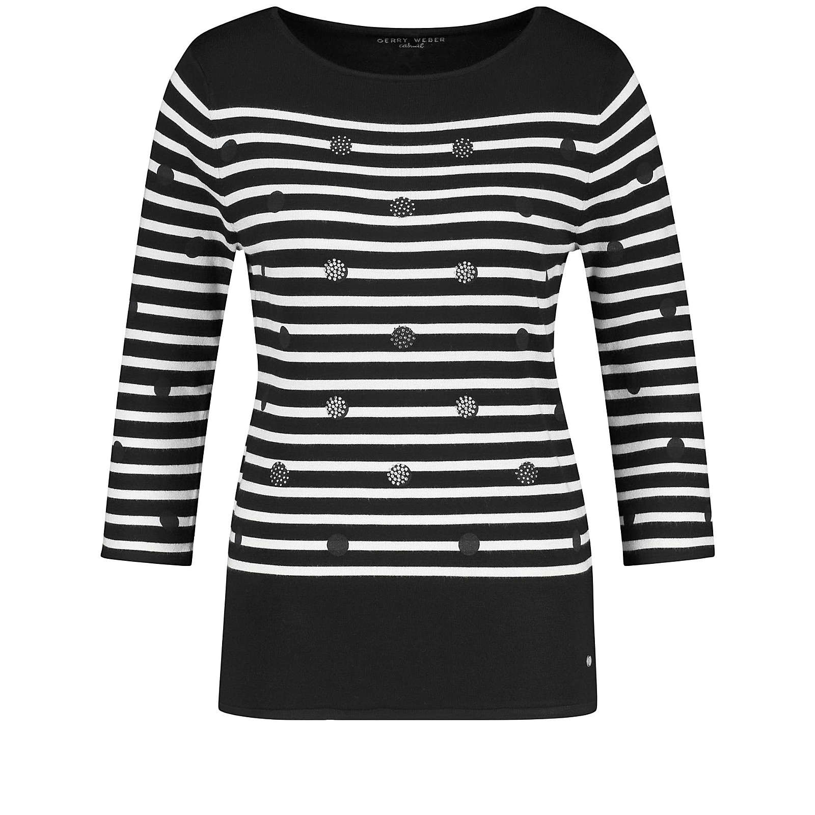 Gerry Weber Pullover 3/4 Arm Rundhals 3/4 Arm Pullover mit Strass schwarz/weiß Damen Gr. 46 Gerry Weber Pullover 3/4 Arm Rundhals 3/4 Arm Pullover mit Strass schwarz/weiß Damen Gr. 46