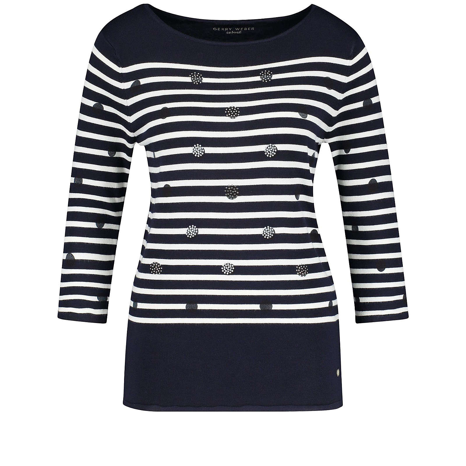 Gerry Weber Pullover 3/4 Arm Rundhals 3/4 Arm Pullover mit Strass blau/weiß Damen Gr. 44 Gerry Weber Pullover 3/4 Arm Rundhals 3/4 Arm Pullover mit Strass blau/weiß Damen Gr. 44