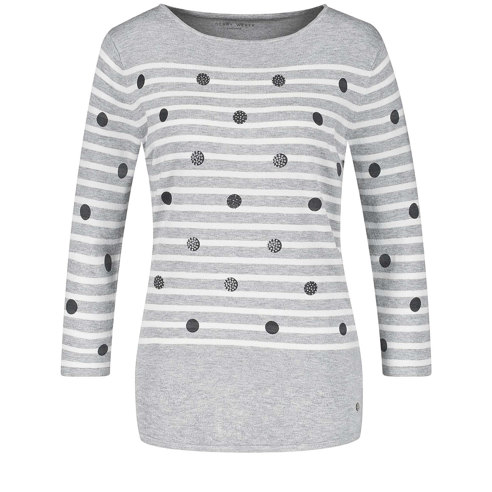 Gerry Weber Pullover 3/4 Arm Rundhals 3/4 Arm Pullover mit Strass grün/weiß Damen Gr. 40 Gerry Weber Pullover 3/4 Arm Rundhals 3/4 Arm Pullover mit Strass grün/weiß Damen Gr. 40
