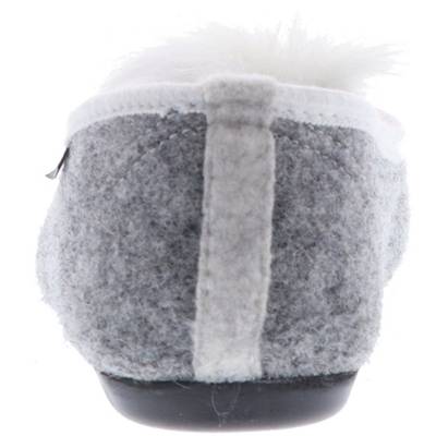 Damen Hausschuhe Ballerinas Naturwollfilz grau/weiß 2