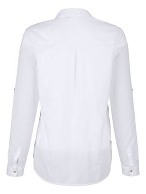 Bluse Stickerei langarm Knöpfe uni Figurumspielend halbtransparent Baumwolle Langarmblusen 2