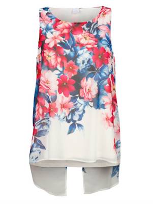 Blusentop kurzarm floral Figurumspielend blickdicht Kunstfaser Langarmblusen