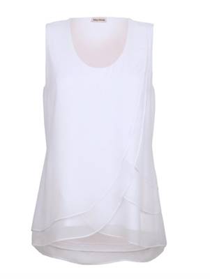 Top Volants ärmellos uni Figurumspielend halbtransparent Kunstfaser Blusentops