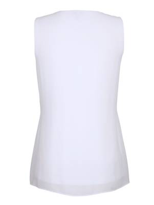 Top Volants ärmellos uni Figurumspielend halbtransparent Kunstfaser Blusentops 2