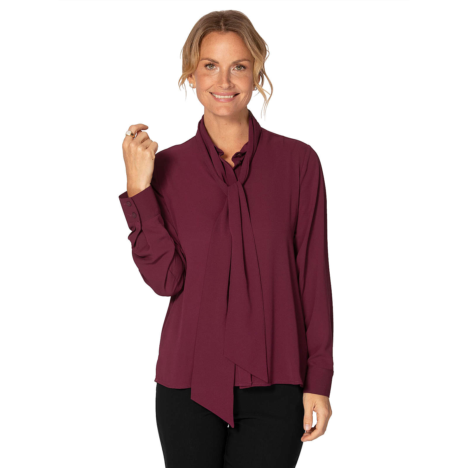 MONA Schluppenbluse bordeaux Damen Gr. 50 MONA Schluppenbluse bordeaux Damen Gr. 50
