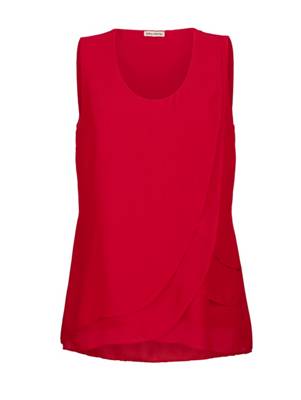 Top Volants ärmellos uni Figurumspielend halbtransparent Kunstfaser Blusentops