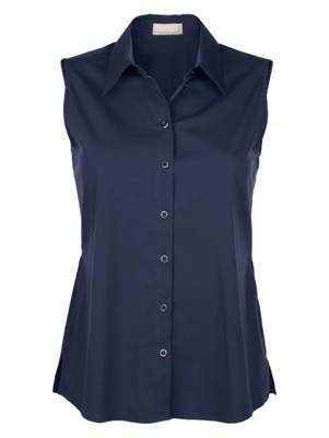 Basicbluse Passe ärmellos uni Figurumspielend blickdicht Baumwolle Blusentops