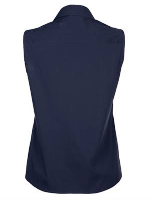 Basicbluse Passe ärmellos uni Figurumspielend blickdicht Baumwolle Blusentops 2