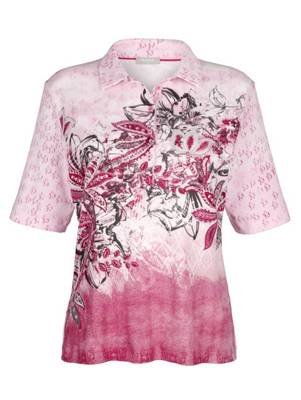 Poloshirt kurzarm paisley Leicht tailliert blickdicht Baumwolle Poloshirts