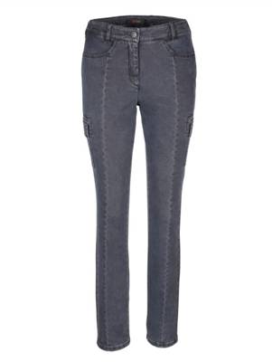 Cargohose Strasssteine Knopf,Reißverschluss uni Comfort Fit Baumwolle Cargohosen