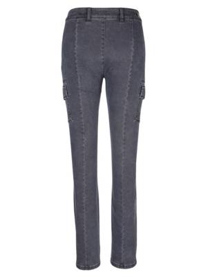 Cargohose Strasssteine Knopf,Reißverschluss uni Comfort Fit Baumwolle Cargohosen 2
