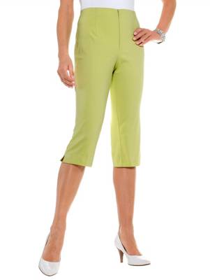 Caprihose Sicherungsknopf innen,Nahtreißverschluss uni Slim Fit Baumwolle Caprihosen 2