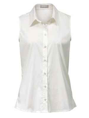 Basicbluse Passe ärmellos uni Figurumspielend blickdicht Baumwolle Blusentops