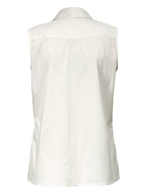 Basicbluse Passe ärmellos uni Figurumspielend blickdicht Baumwolle Blusentops 2