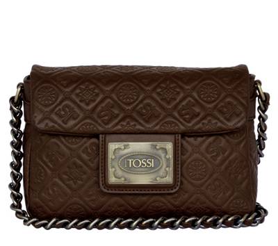 Lederschultertasche mit Labelprägung Handtaschen