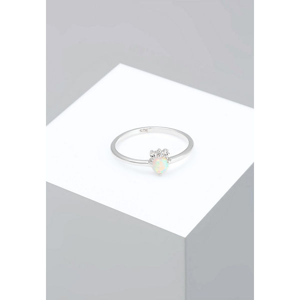 Accessoires Ringe Elli Elli Ring Vintage Zirkonia Kristalle Opal Trend 925 Silber Ringe silber