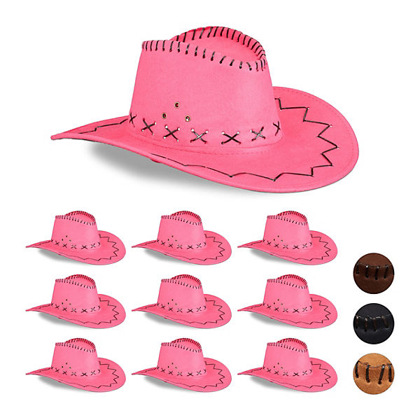 10 x Cowboyhut Fasching pink