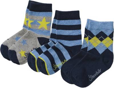 3er-Pack Socken für Jungen, Ringel/Stern