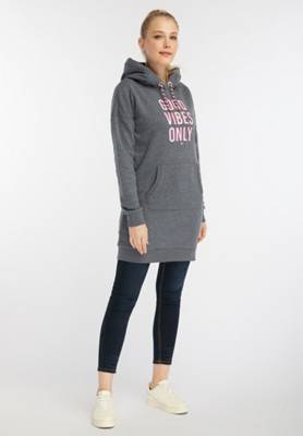 myMO Stylisches Sweatshirtkleid mit Print und Steinchen
