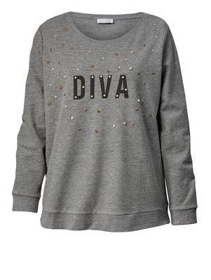 Angel of Style Sweatshirt mit Frontprint grün langarm Baumwolle motiv Damen
