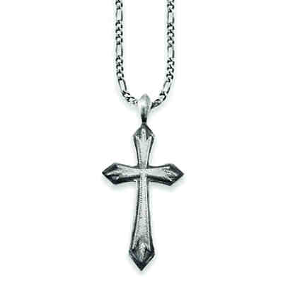 Anhänger mit Kette 925/- Sterling Silber rhodiniert Kreuz ohne Stein oxidiert Halsketten