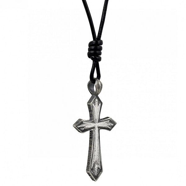 Anhänger mit Kette 925/- Sterling Silber oxidiert Kreuz ohne Stein oxidiert Halsketten