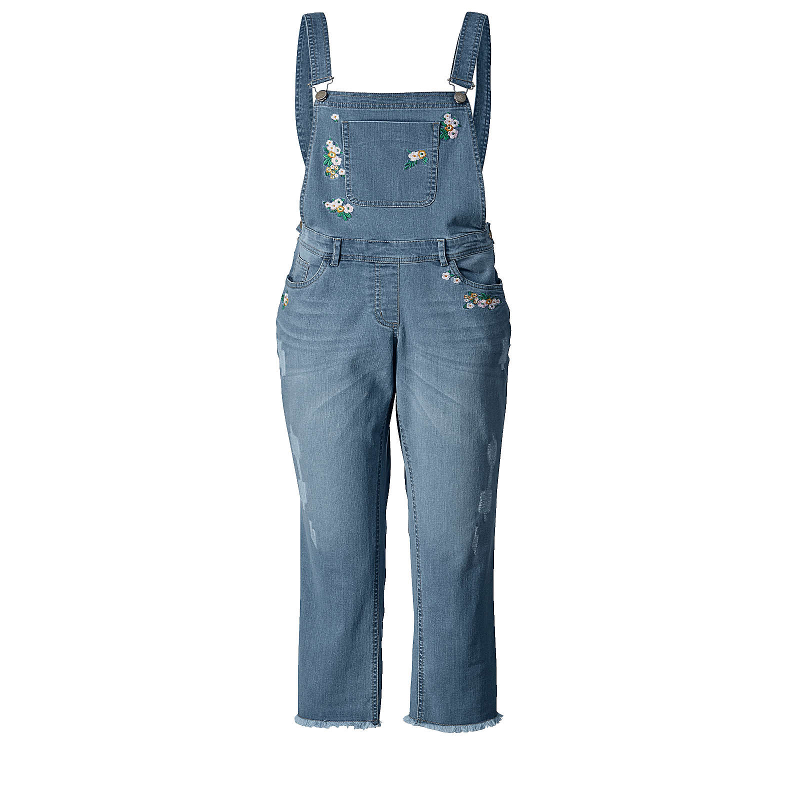 Angel of Style Latz-Jeans knöchellang mit Fransensaum blue denim Damen Gr. 48 Angel of Style Latz-Jeans knöchellang mit Fransensaum blue denim Damen Gr. 48