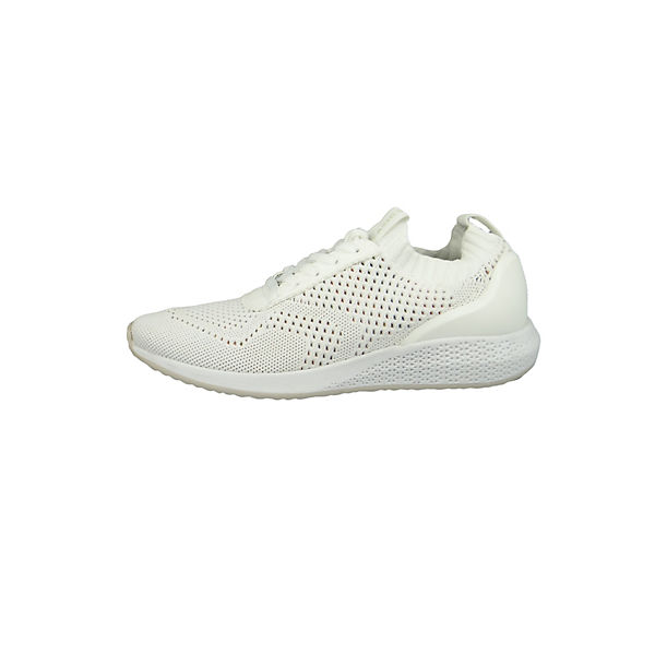 Schuhe Schnürschuhe Tamaris 1-23714-22 100 Damen White Weiss Sneaker sportlicher Schnürschuh Sportliche Halbschuhe weiß