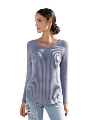 Pullover langarm uni Leicht tailliert blickdicht Baumwolle Pullover