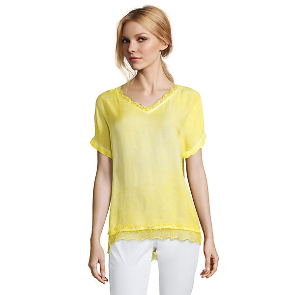 Spitzenkante Blusenshirt Blusenshirt Mit Gelb Public Public Mit pjUGLVzMqS