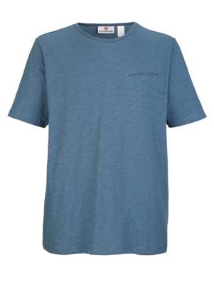 T-Shirt Brusttasche kurzarm uni Straight Fit blickdicht Baumwolle T-Shirts