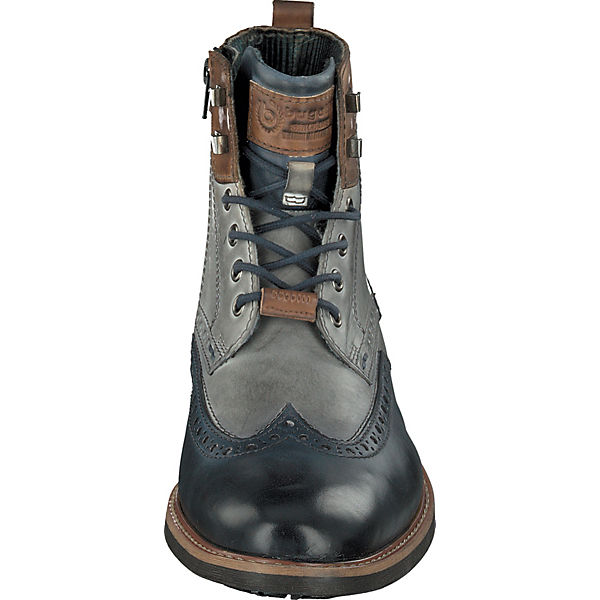Schuhe Ankle Boots bugatti Marcello Schnürstiefeletten blau/grau