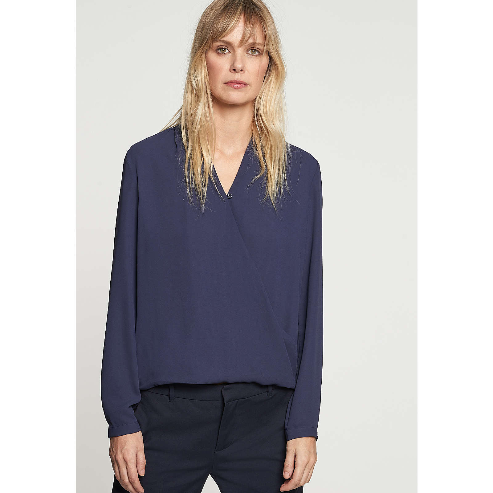 Seidensticker Wickelbluse Langarm Uni Langarmblusen blau Damen Gr. 36 Seidensticker Wickelbluse Langarm Uni Langarmblusen blau Damen Gr. 36