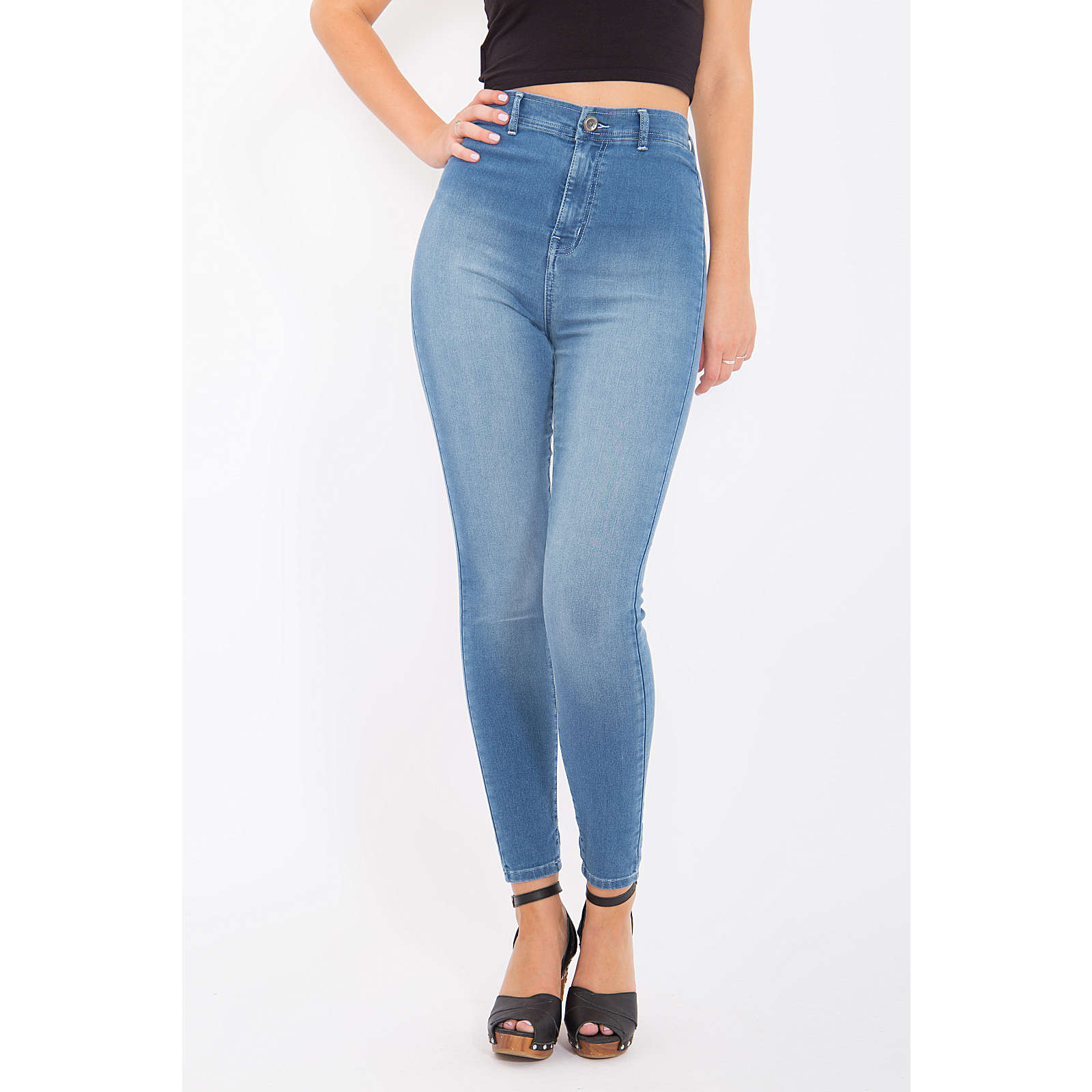 Way of Glory High Waist Jeggings im Used Look Jeggings hellblau Damen Gr. 36 Way of Glory High Waist Jeggings im Used Look Jeggings hellblau Damen Gr. 36