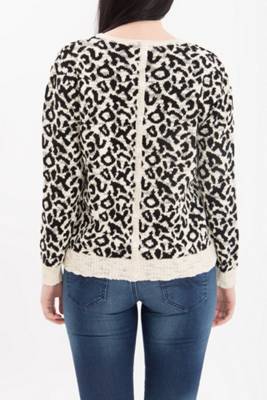 Rundhalspullover mit Leo Muster und Pailetten Sweatshirts 2