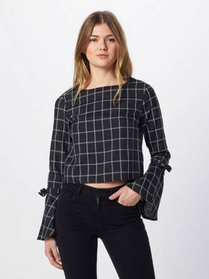 MISSGUIDED shirt check flared tie cuff co ord top Langarmshirts 2