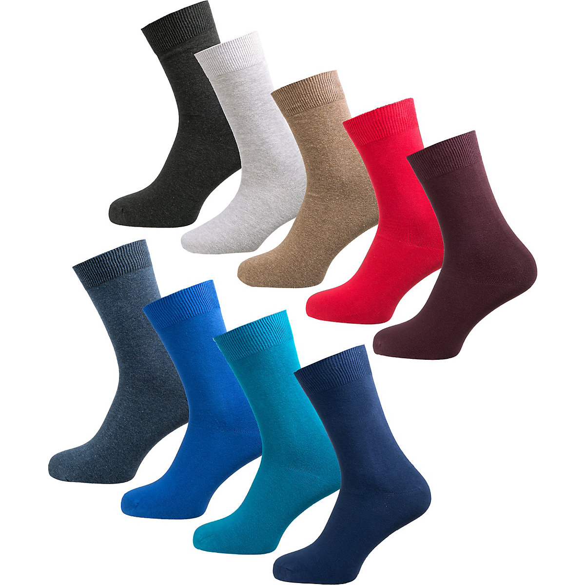 camano Online Unisex comfort cotton Socks 9p blau/braun