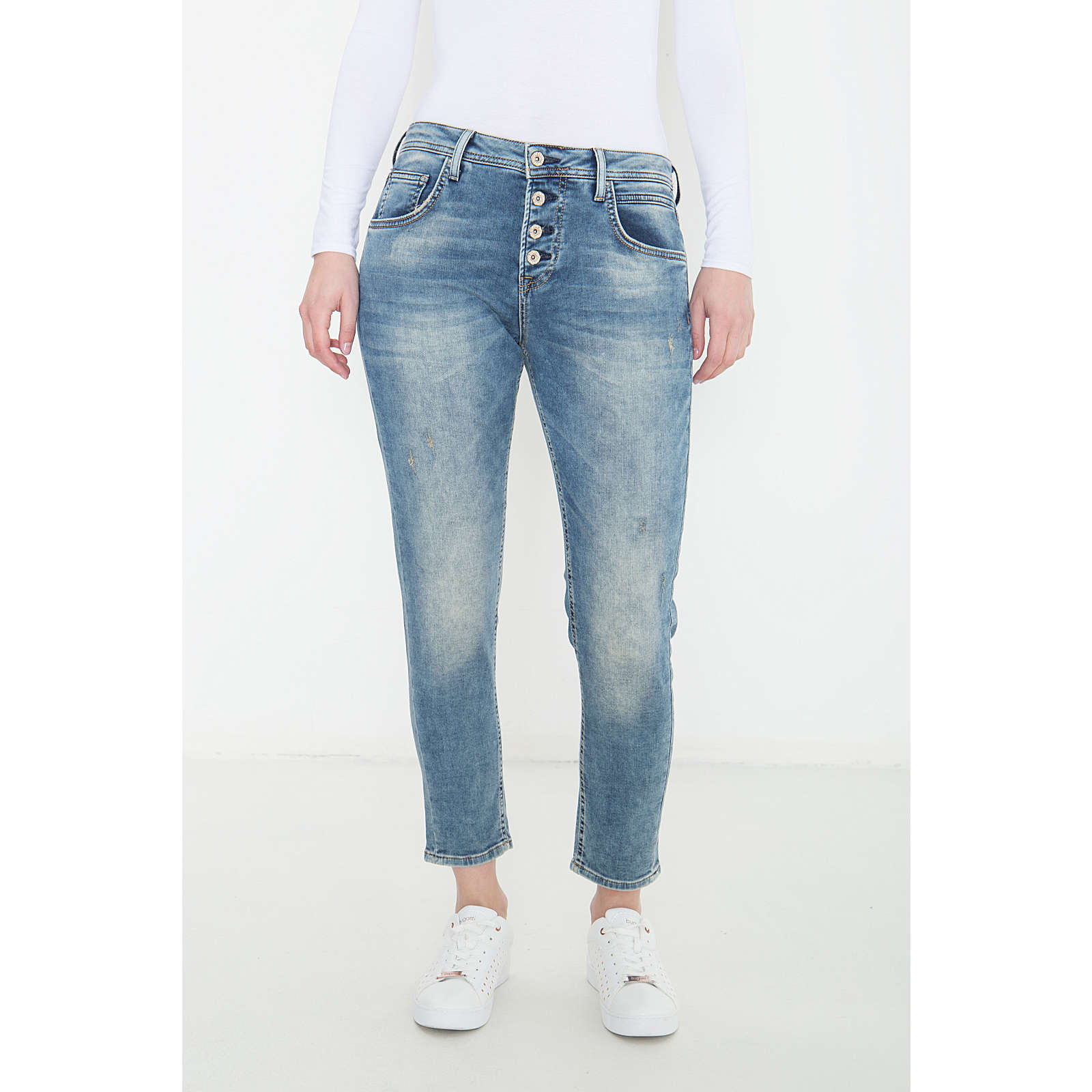Colins Boyfriend Sweat Jeans Julia mit Knopfverschluss Julia Jeanshosen blue denim Damen Gr. 26 Colins Boyfriend Sweat Jeans Julia mit Knopfverschluss Julia Jeanshosen blue denim Damen Gr. 26
