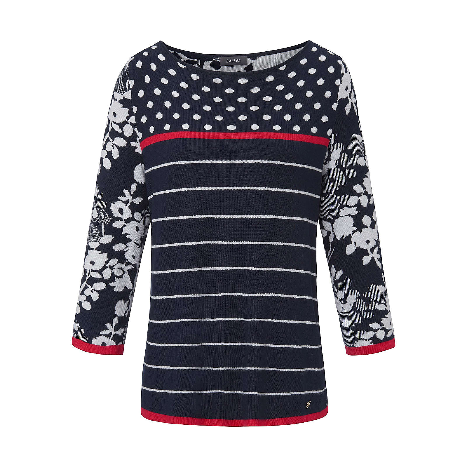 BASLER Rundhals-Pullover Rundhals-Pullover mit 3/4-Arm Pullover blau Damen Gr. 42 BASLER Rundhals-Pullover Rundhals-Pullover mit 3/4-Arm Pullover blau Damen Gr. 42