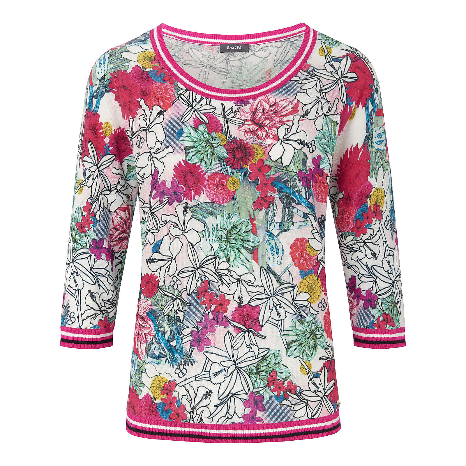 BASLER Rundhals-Pullover mit 3/4-Arm Pullover bunt Damen Gr. 46 BASLER Rundhals-Pullover mit 3/4-Arm Pullover bunt Damen Gr. 46