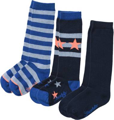 Kniestrümpfe 3er-Pack für Jungen, geringelt
